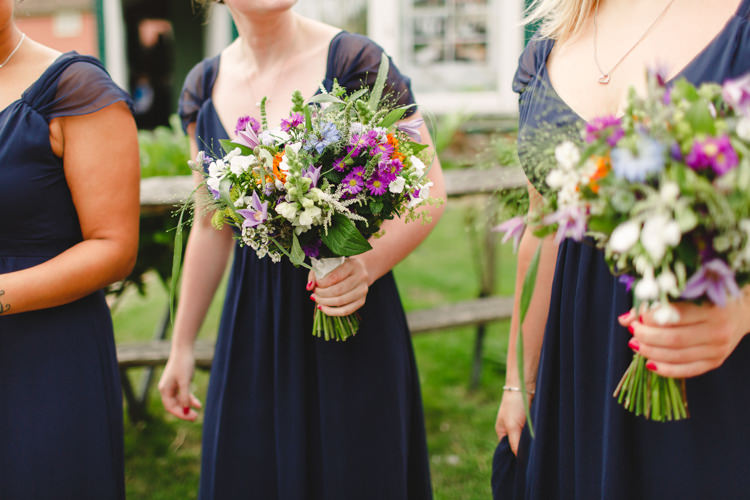 Bridesmaid Bouquets Navy Purple Orange Flowers Charming Floral Filled Wedding http://www.francessales.co.uk/