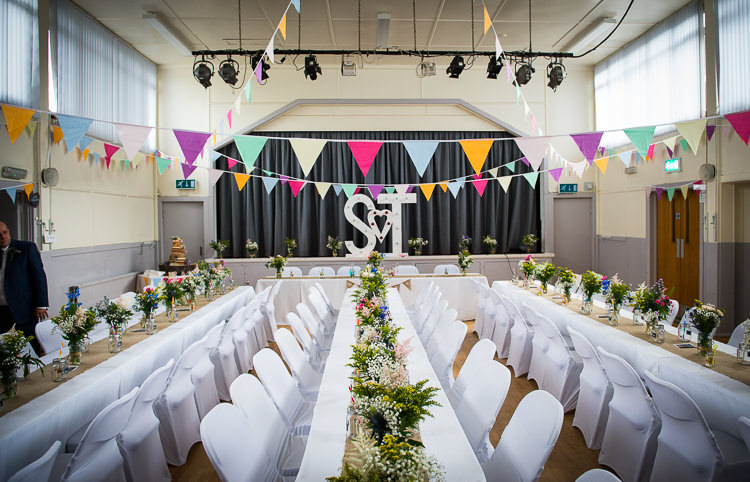 Long Tables Bunting Hall Colourful DIY Village Fete Wedding http://jamesgristphotography.co.uk/blog/