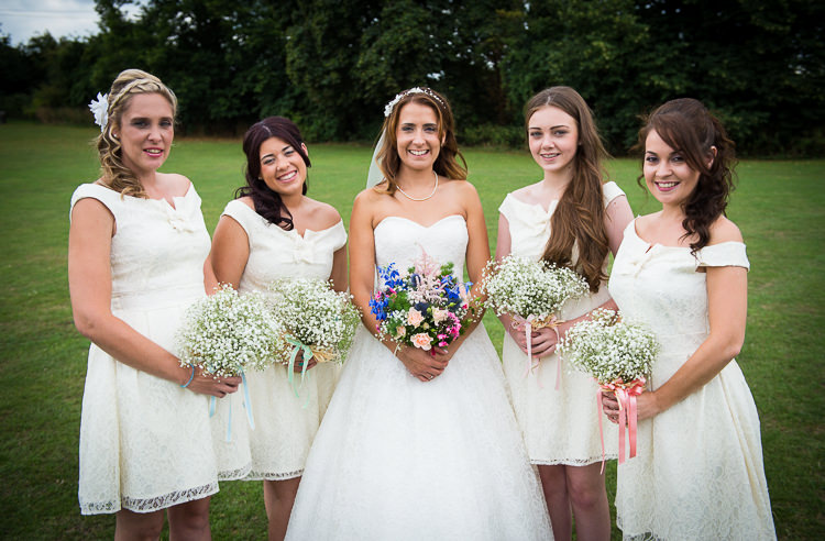 Short White Bridesmaid Dresses Colourful DIY Village Fete Wedding http://jamesgristphotography.co.uk/blog/