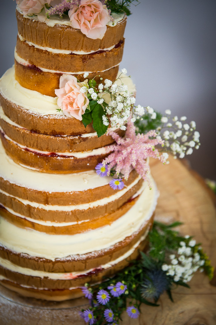 Naked Cake Sponge Layer Colourful DIY Village Fete Wedding http://jamesgristphotography.co.uk/blog/