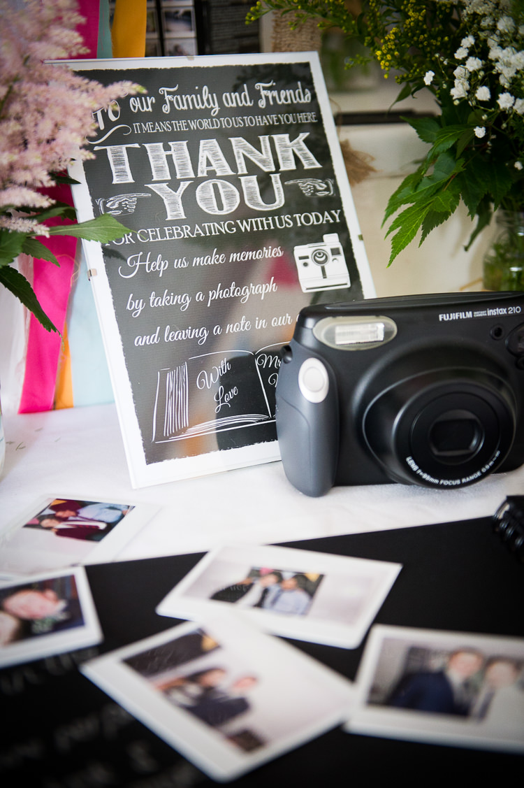 Polariod Guest Book Colourful DIY Village Fete Wedding http://jamesgristphotography.co.uk/blog/