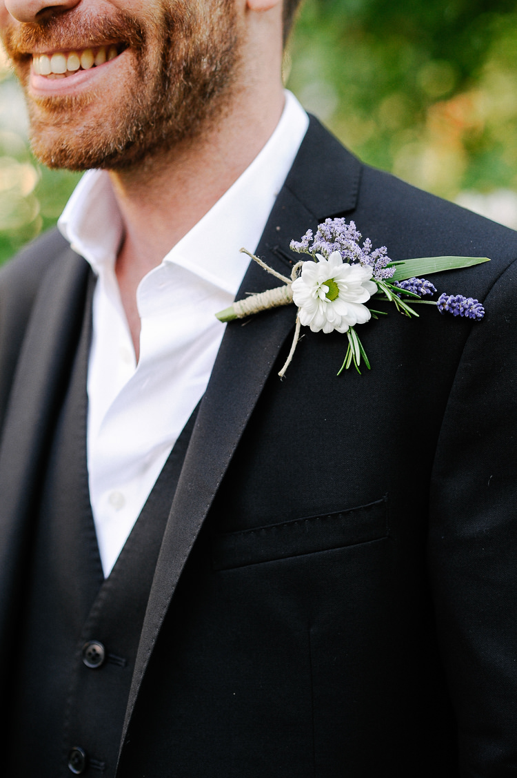 White Blue Buttonhole Groom Intimate Italian Rose Garden Wedding http://landvphotography.it/