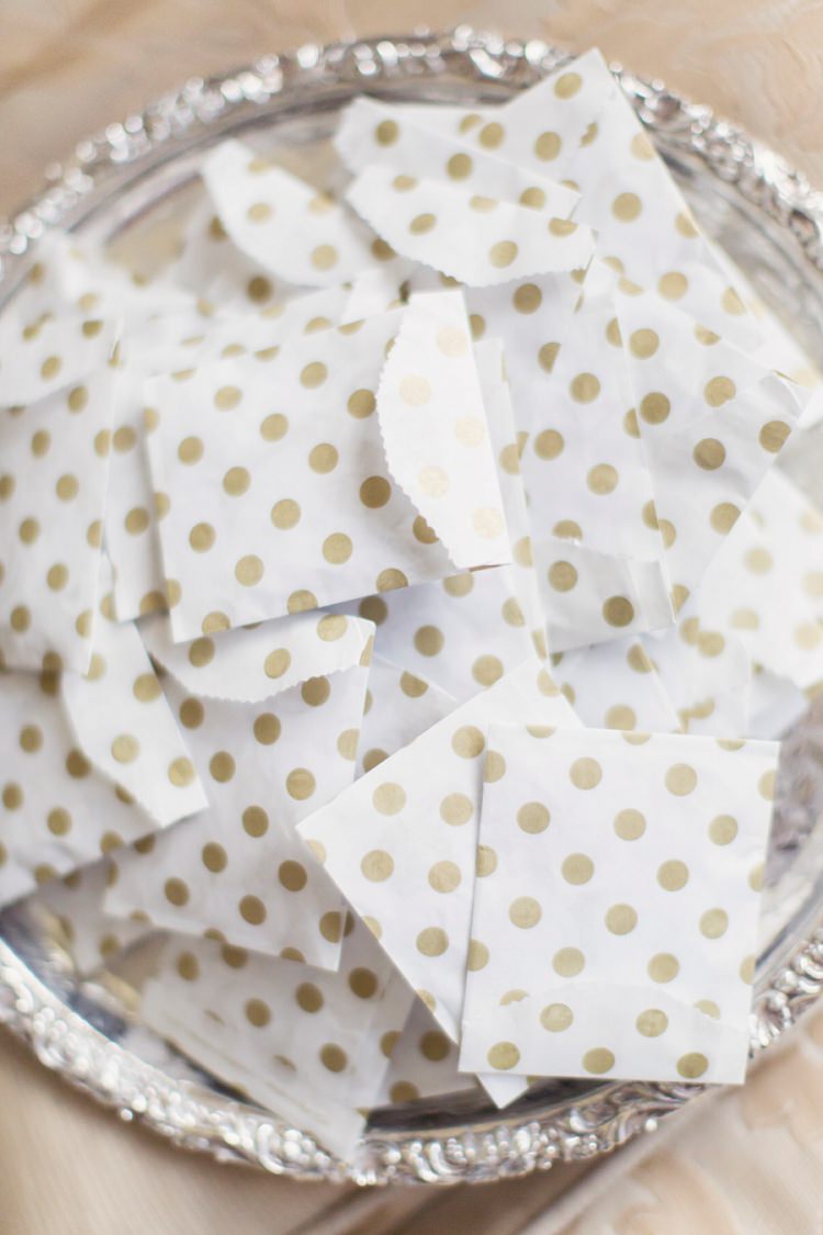 Gold Polka Dot Confetti Envelopes Romantic Metallic Blush Wedding http://www.craigsandersphotography.co.uk/