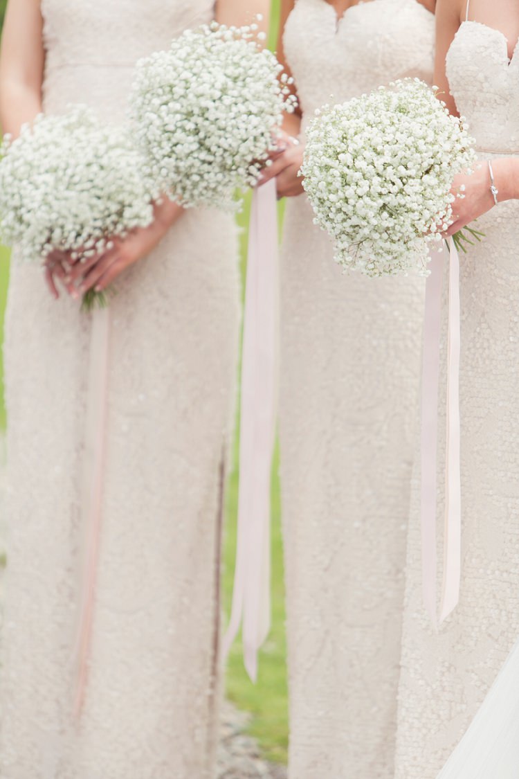 Baby Breath Gyp Gypsophila Bouquets Flowers Ribbons Bridesmaids Romantic Metallic Blush Wedding http://www.craigsandersphotography.co.uk/