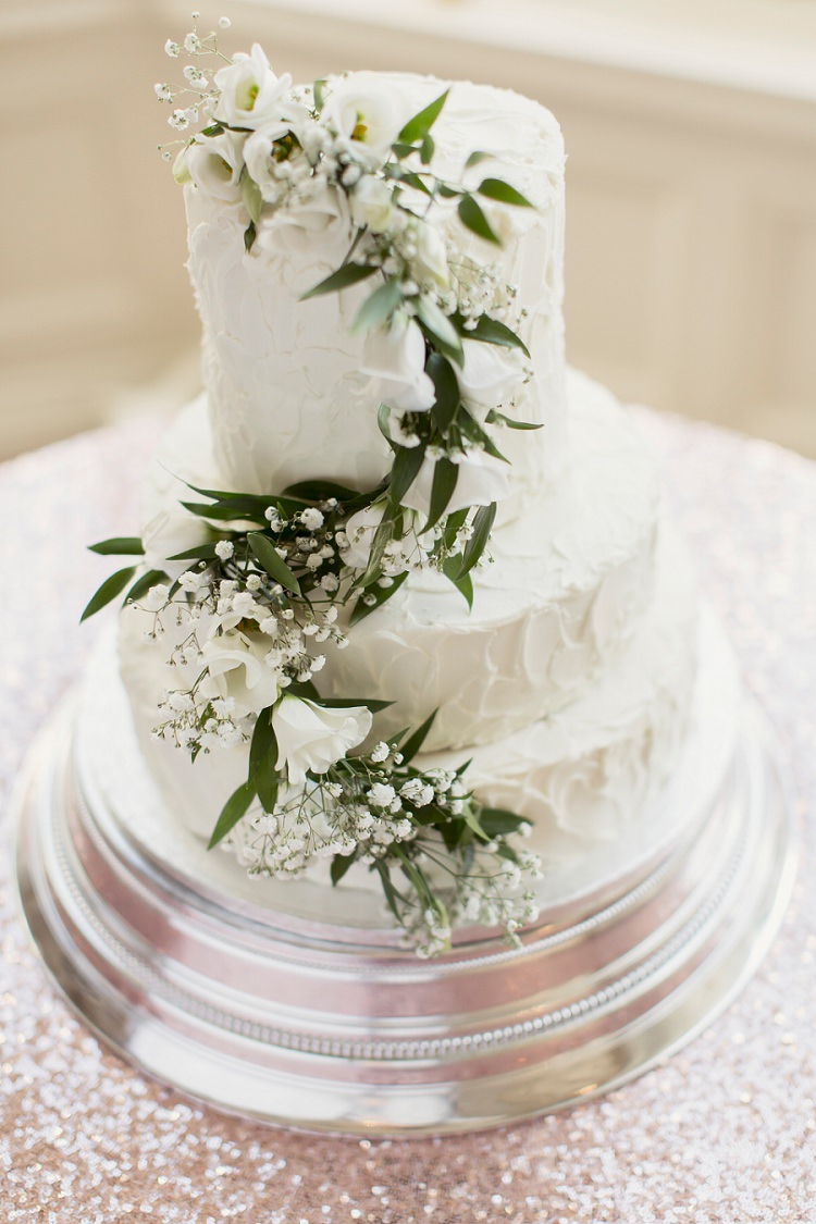 White Buttercream Foliage Cake Romantic Metallic Blush Wedding http://www.craigsandersphotography.co.uk/