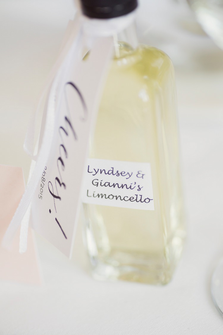 Limoncello Favours Romantic Metallic Blush Wedding http://www.craigsandersphotography.co.uk/