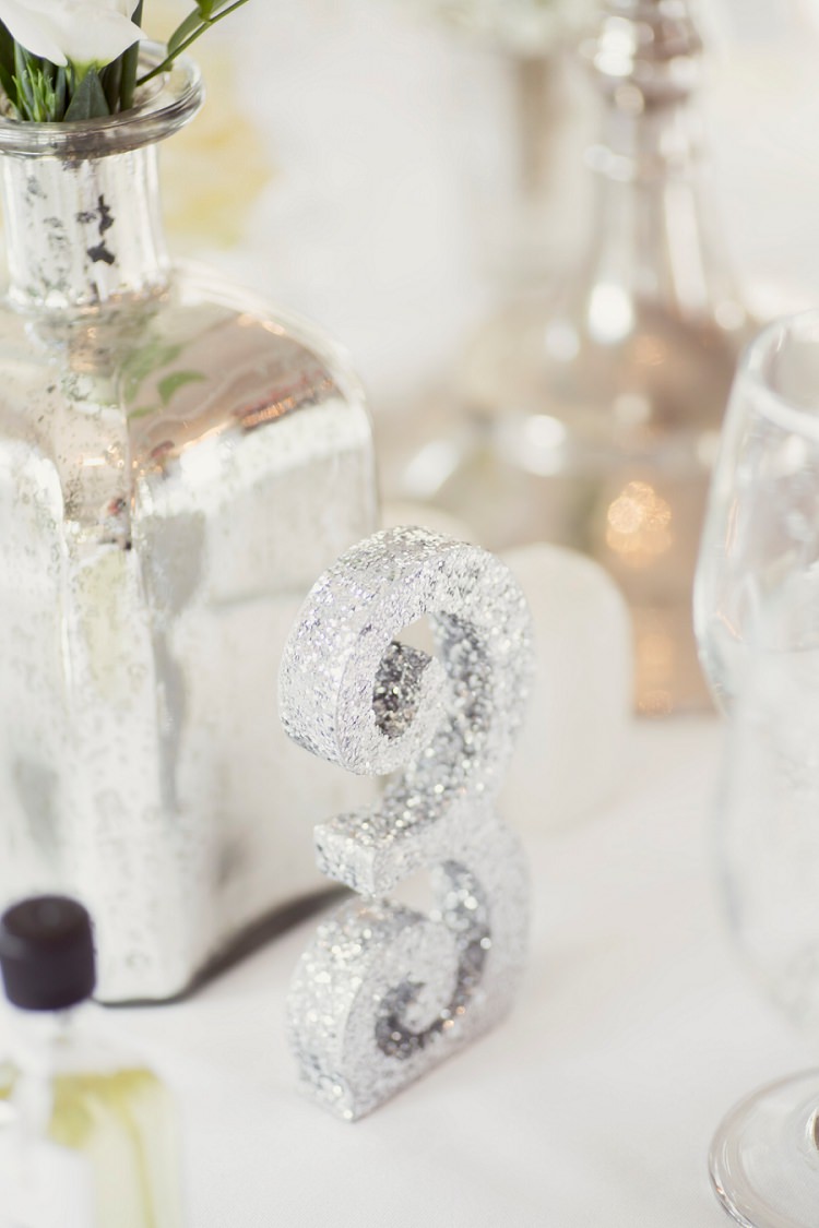 Glitter Silver Table Number Romantic Metallic Blush Wedding http://www.craigsandersphotography.co.uk/