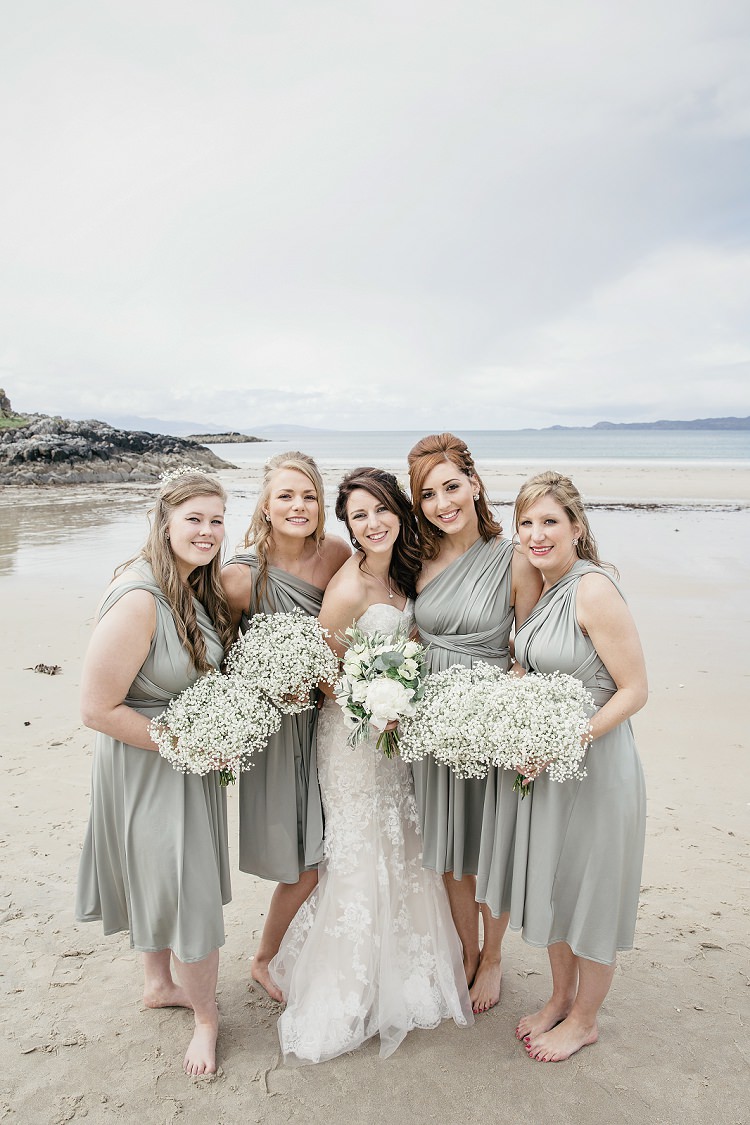 Grey Multiway Bridesmaid Dresses Short Gypsophila Baby Breath Scottish Beach Wedding http://www.kat-hill.com/