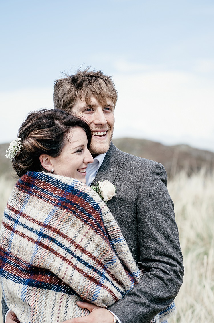 Blanket Bride Groom Scottish Beach Wedding http://www.kat-hill.com/