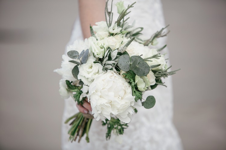White Peony Bouquet Bride Bridal Flowers Scottish Beach Wedding http://www.kat-hill.com/