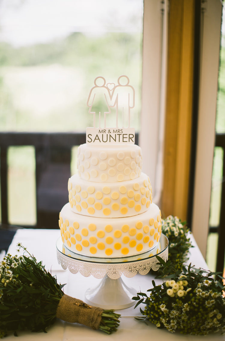 Graphic Ombre Polka Dot Dotty Cake Topper Quirky Modern Yellow Grey City Wedding http://jenmarino.com/