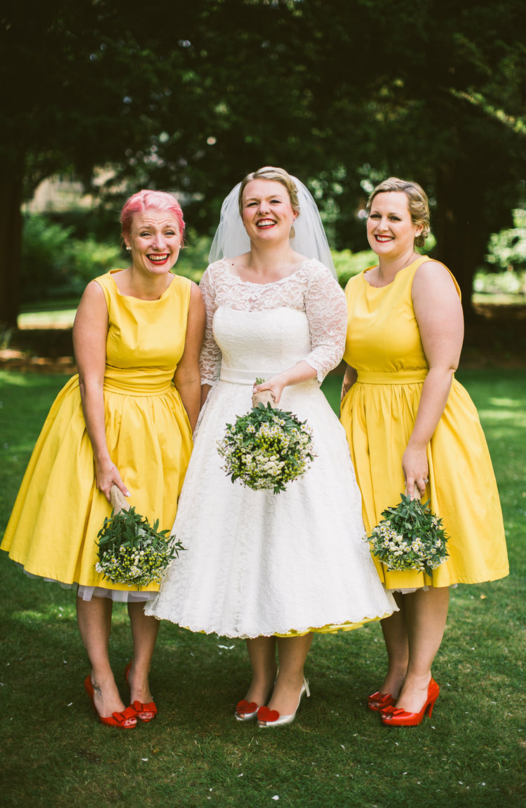 Lindy Bop Vintage 1950s Bridesmaid Dresses Short Quirky Modern Yellow Grey City Wedding http://jenmarino.com/