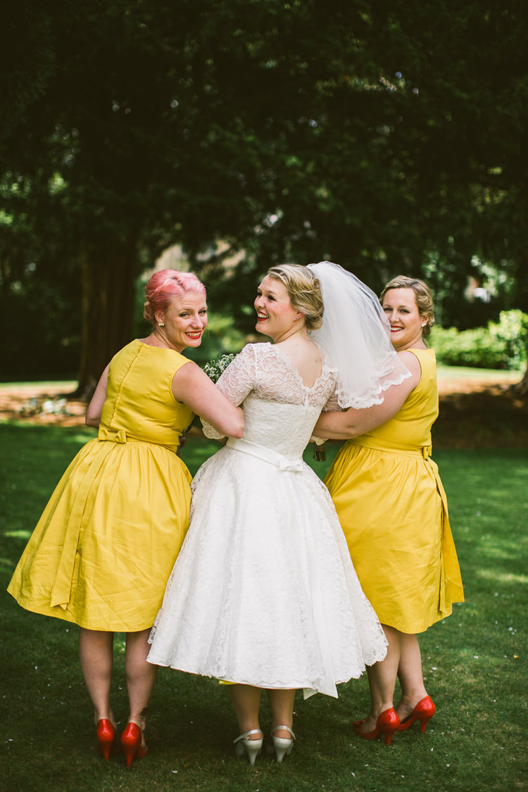 Lindy Bop Vintage 1950s Bridesmaid Dresses Short Quirky Modern Yellow Grey City Wedding http://jenmarino.com/