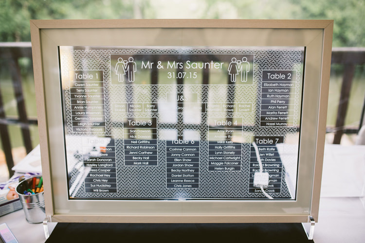Graphic Etched Glass Seating Table Plan Chart Frame Quirky Modern Yellow Grey City Wedding http://jenmarino.com/
