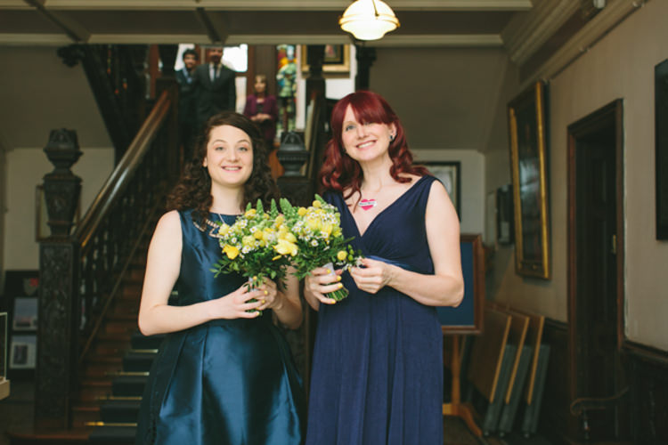 Navy Blue Bridesmaid Dresses Crafty Yellow Vintage Village Hall Wedding http://www.suekwiatkowska.com/