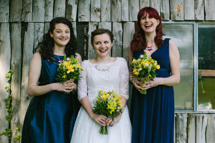 Navy Blue Bridesmaid Dresses Crafty Yellow Vintage Village Hall Wedding http://www.suekwiatkowska.com/