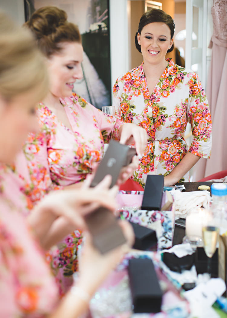 Floral Dressing Gowns Bride Bridesmaids Pale Pink & Lace Farm Wedding http://hbaphotography.com/