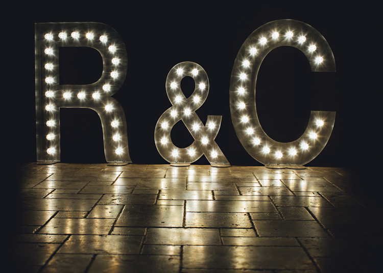 Letter Lights Pale Pink & Lace Farm Wedding http://hbaphotography.com/