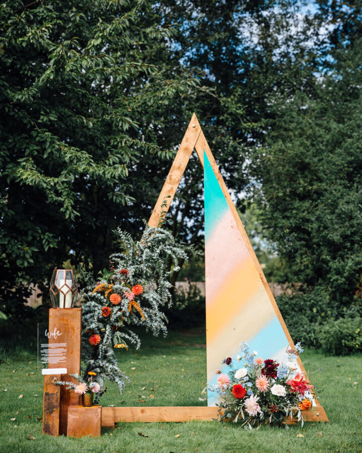 Triangle Backdrop Wedding Ideas Indigo and Violet Photography