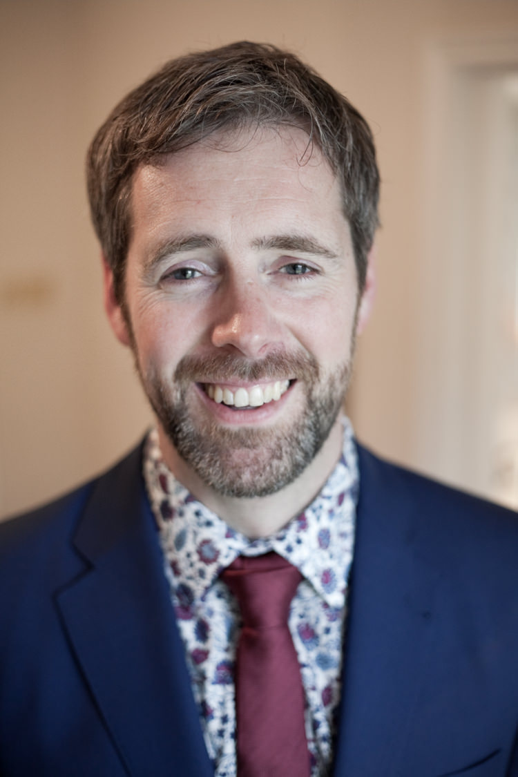 Floral Shirt Groom Burgundy Tie Blue Suit Holkham Beach Vow Renewal http://emmastonerweddings.com/
