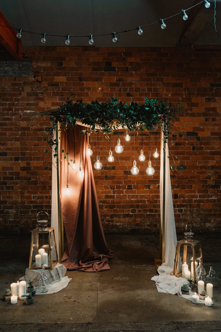 Wedding Backdrop Edison Light Bulb Stevie Jay Photography