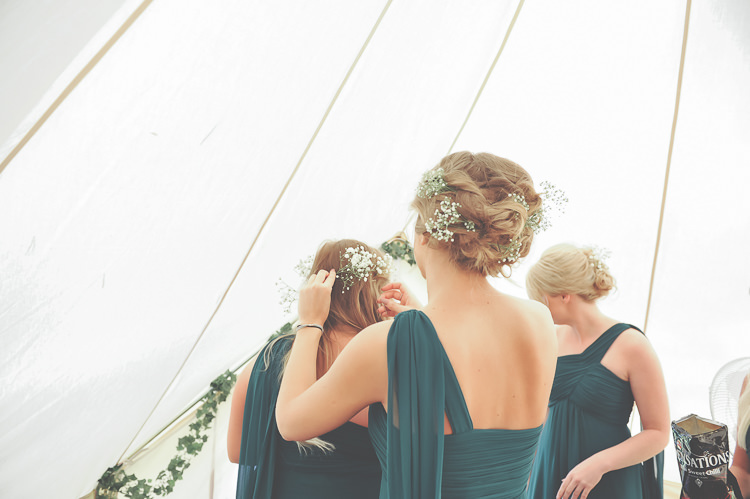 Gypsophila Hair Bridesmaids Style Quirky Natural Woodland Wedding http://lisahowardphotography.co.uk/