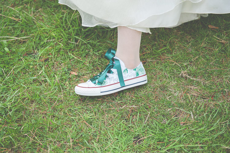 Custom Converse Bride Bridal Quirky Natural Woodland Wedding http://lisahowardphotography.co.uk/
