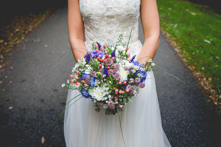 Wild Bouquet Berries Bride Bridal Blue Purple Pretty Home Made Country Village Hall Wedding http://www.alexapoppeweddingphotography.com/