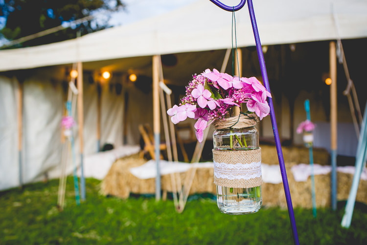 Jar Flowers Hanging Pretty Home Made Country Village Hall Wedding http://www.alexapoppeweddingphotography.com/