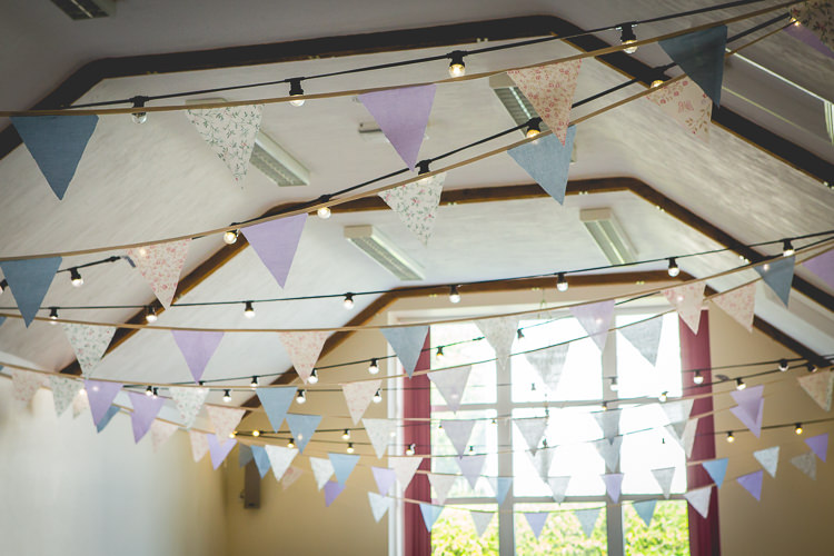 Bunting Festoon Lights Pretty Home Made Country Village Hall Wedding http://www.alexapoppeweddingphotography.com/