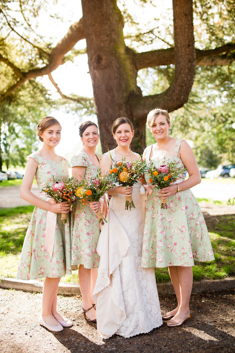 Floral Bridesmaid Dresses Autumn Kentish Village Hall Wedding http://www.livvy-hukins.co.uk/