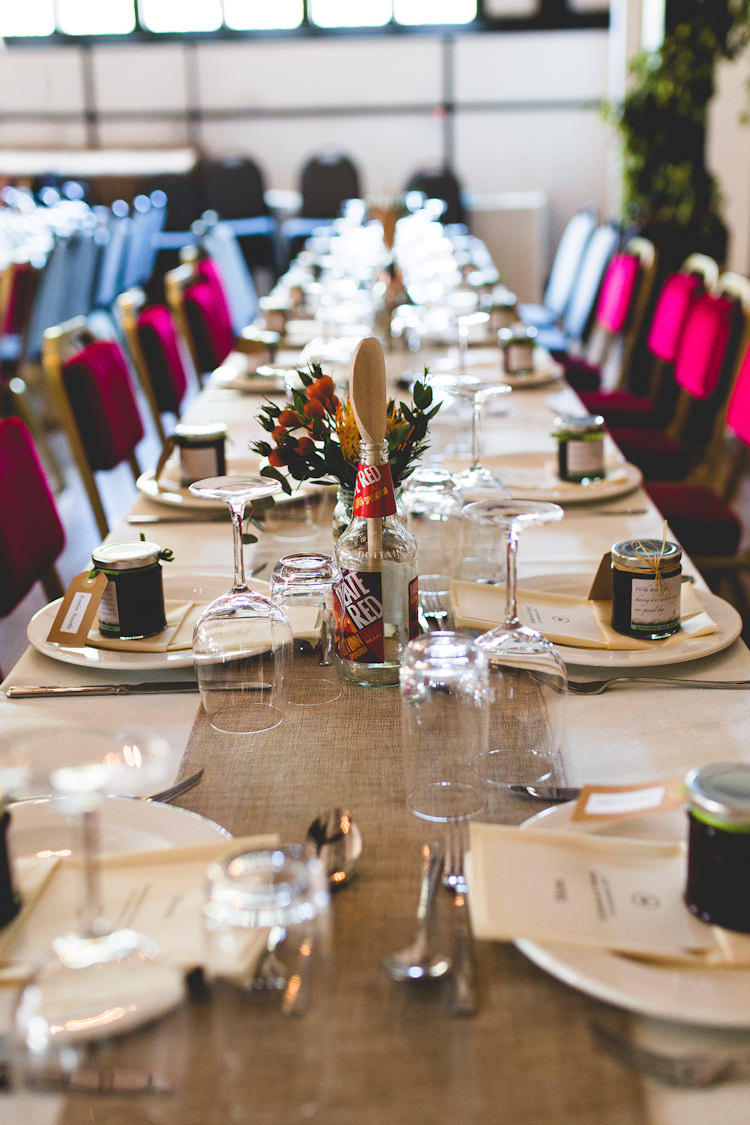 Hessian Table Runner Cloth Autumn Kentish Village Hall Wedding http://www.livvy-hukins.co.uk/