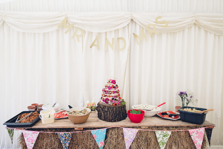 Cake Table Mr Mrs Sign Bunting Low Key Hand Made Wedding http://www.kategrayphotography.com/
