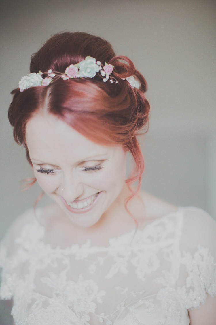 Flower Crown Headdress Accessory Bride Bridal Red Hair Waves Quirky Cute Pastel Wedding http://www.ferriphotography.co.uk/