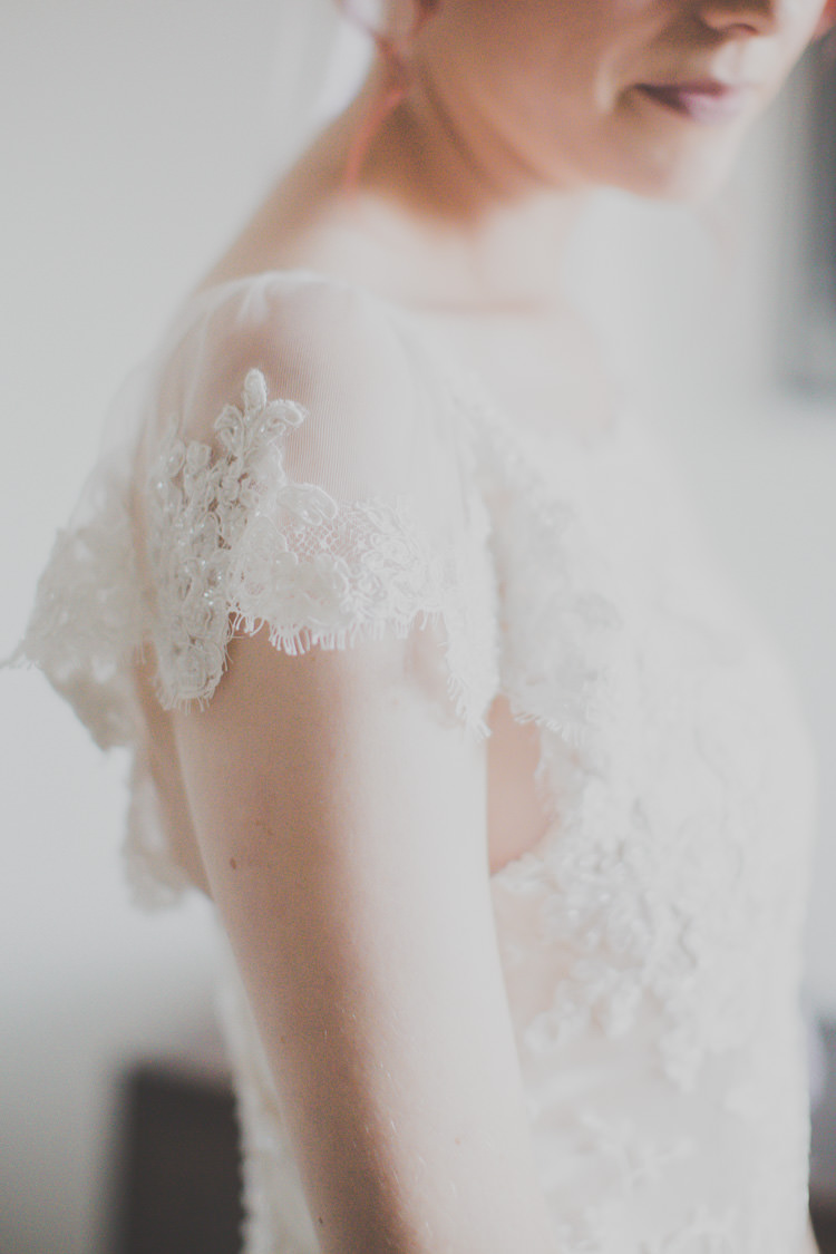 Sheer Cap Sleeves Lace Gown Dress Bride Bridal Quirky Cute Pastel Wedding http://www.ferriphotography.co.uk/