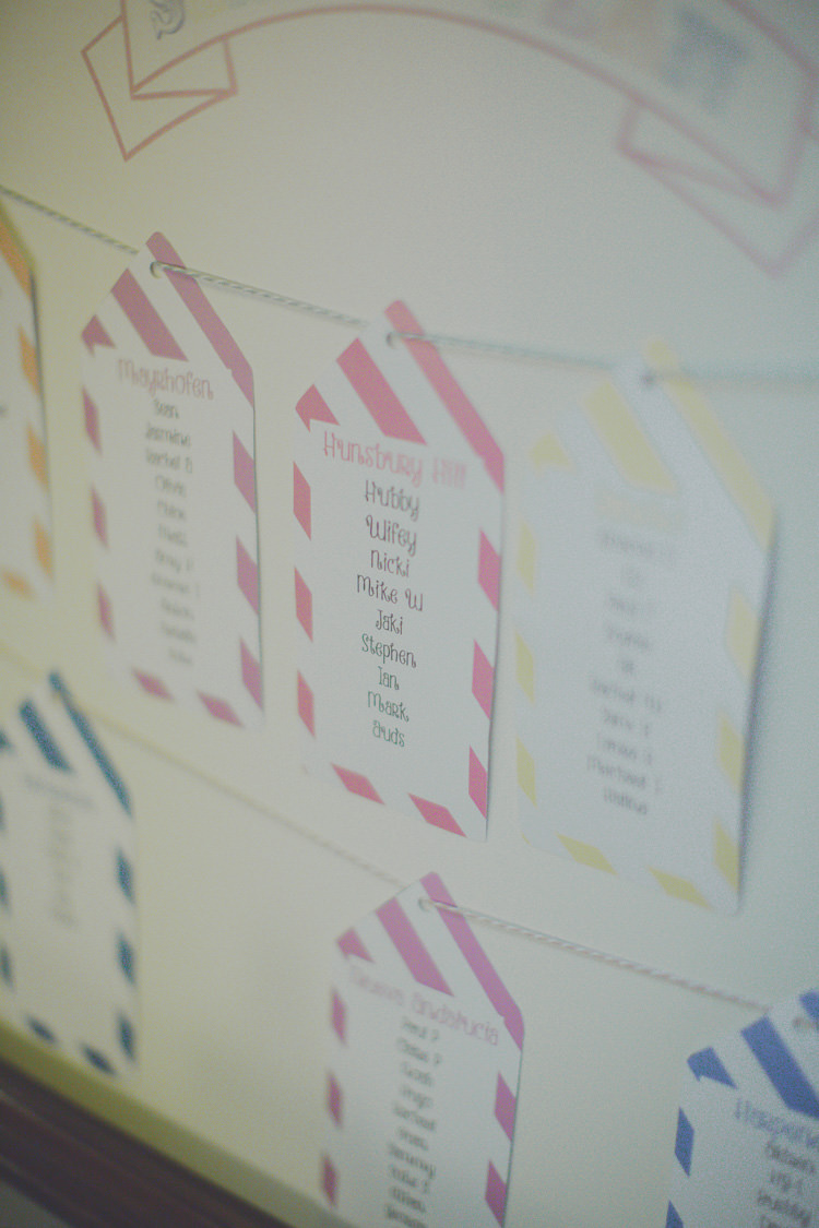 Candy Stripe Table Plan Twine Seating Chart Quirky Cute Pastel Wedding http://www.ferriphotography.co.uk/