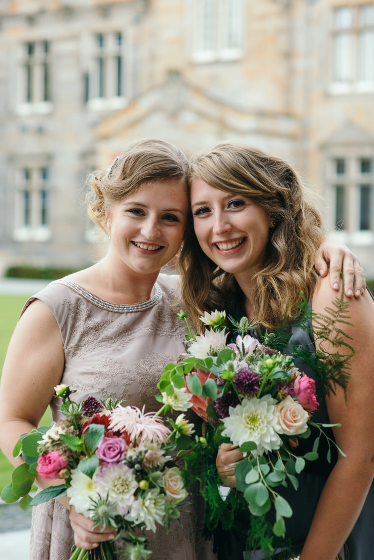 Mismatched Bridesmaids Bouquets Whimsical Dahlia Roses Modern Natural Pink Metallic Wedding http://photosbyzoe.co.uk/
