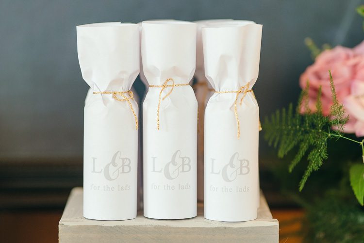 Twine Wrapped Favours Lads Modern Natural Pink Metallic Wedding http://photosbyzoe.co.uk/