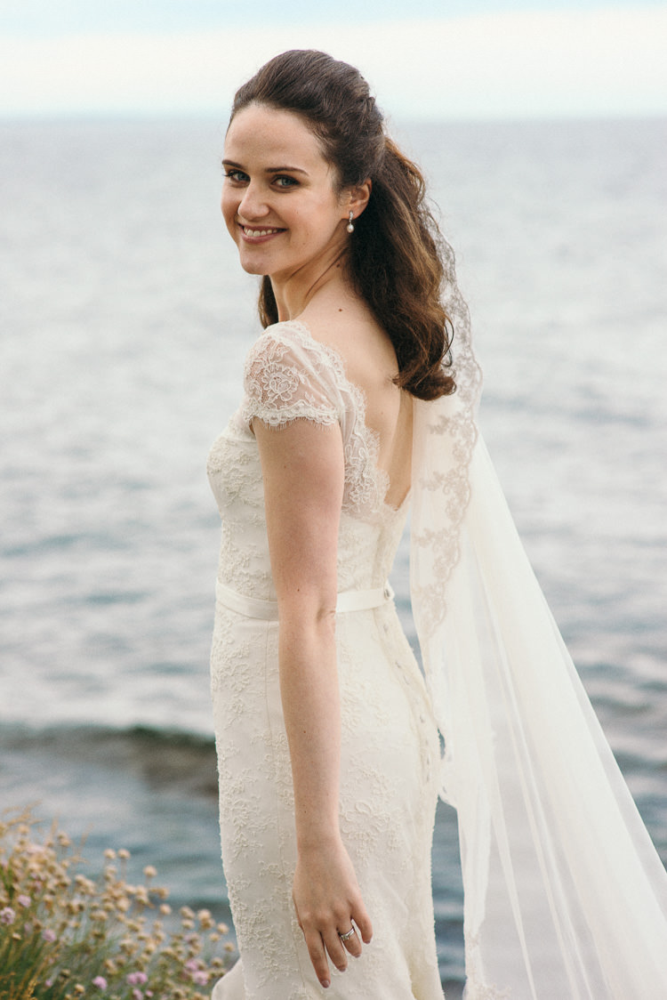Amaline Vitalie Lace Dress Gown Bride Bridal Veil Modern Natural Pink Metallic Wedding http://photosbyzoe.co.uk/