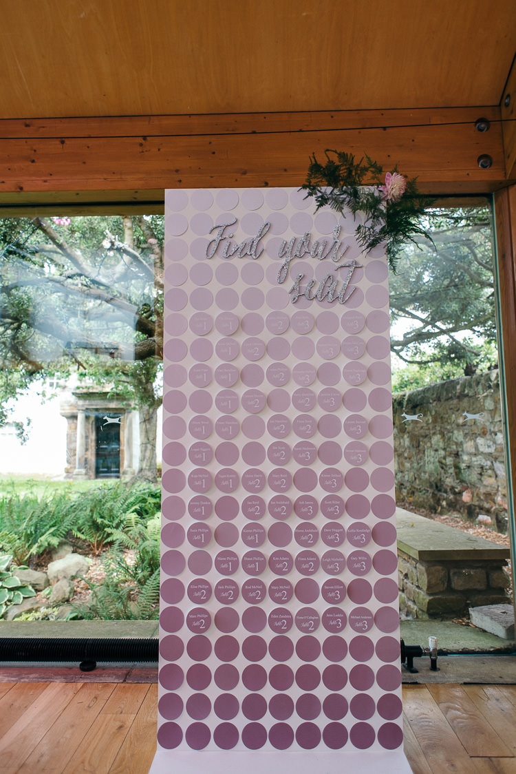 Purple Ombre Silver Glitter Table Seating Plan Chart Modern Natural Pink Metallic Wedding http://photosbyzoe.co.uk/