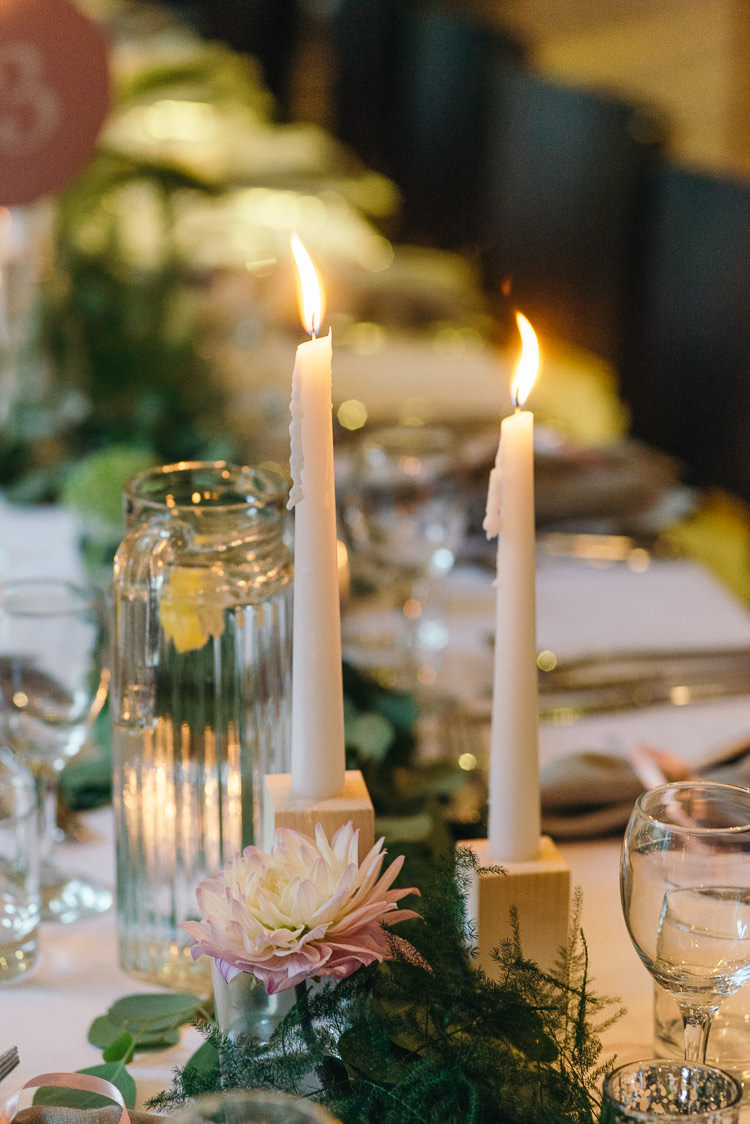 Candles Decor Tables Modern Natural Pink Metallic Wedding http://photosbyzoe.co.uk/