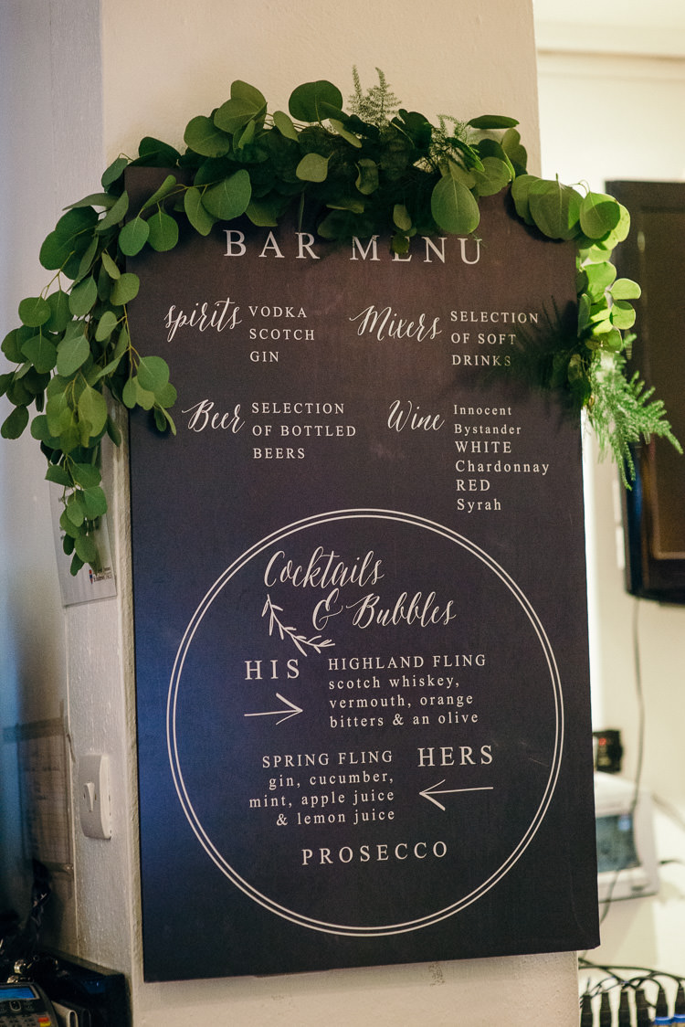 Sign Black Board Greenery Modern Natural Pink Metallic Wedding http://photosbyzoe.co.uk/