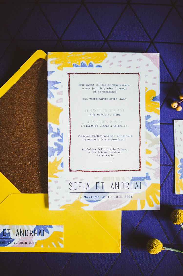 Stationery Pink Yellow Blue Whimsical Vibrant Multicolour Wedding Ideas http://hecapture.fr/