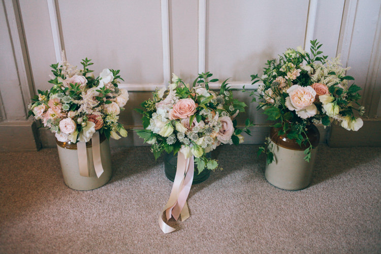 Peach Pink Bouquets Ribbons Roses Happy Summer Peach Marquee Wedding http://katherinemager.com/