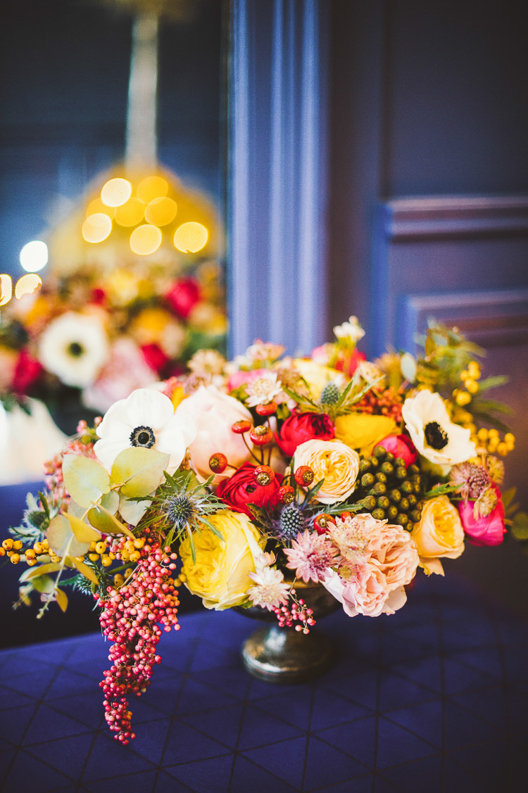 Pink Blue Yellow Flowers Arrangement Natural Whimsical Vibrant Multicolour Wedding Ideas http://hecapture.fr/