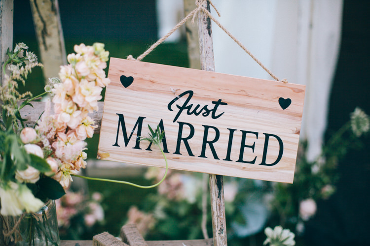 Just Married Sign Wooden Ladder Decor Happy Summer Peach Marquee Wedding http://katherinemager.com/