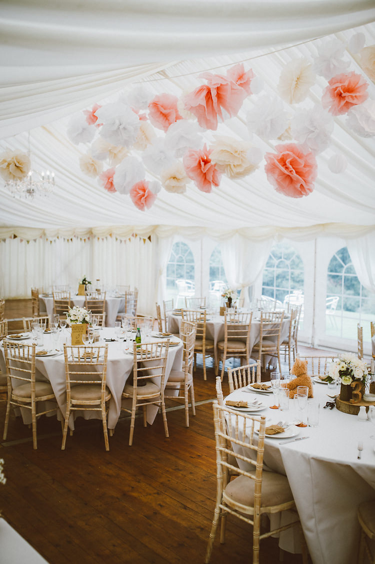 Pink White Pom Poms Marquee Wedding http://www.alextentersphotography.co.uk/