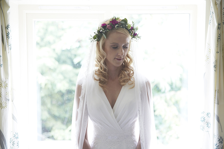 Veil Flower Crown Bride Bridal Handmade Fuchsia Navy Farm Wedding http://www.nataliejweddings.com/