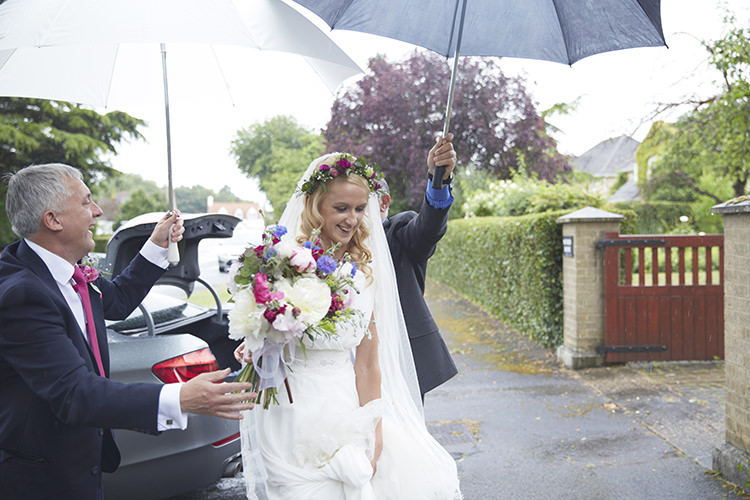 Rainy Umbrella Handmade Fuchsia Navy Farm Wedding http://www.nataliejweddings.com/