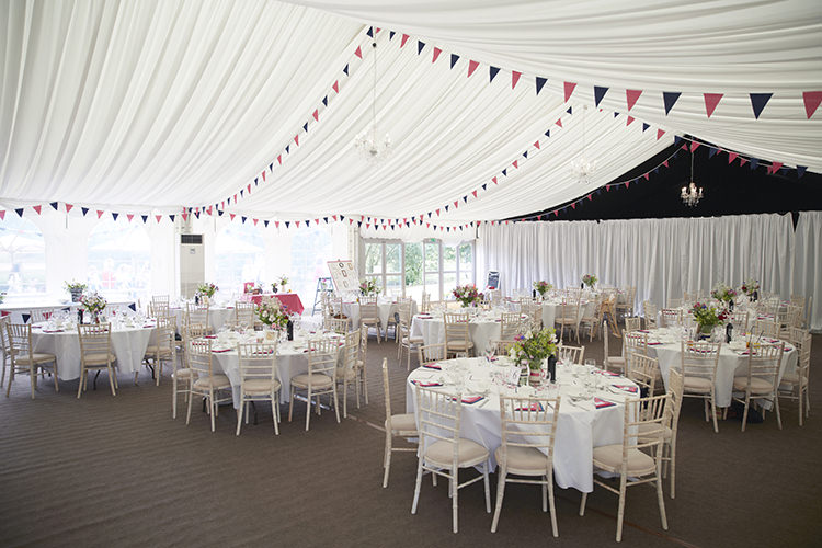 Marquee Grange Farm Bunting Handmade Fuchsia Navy Farm Wedding http://www.nataliejweddings.com/